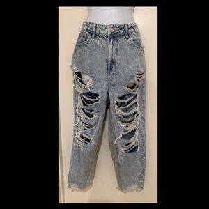 Distressed Acid Blue Jeans